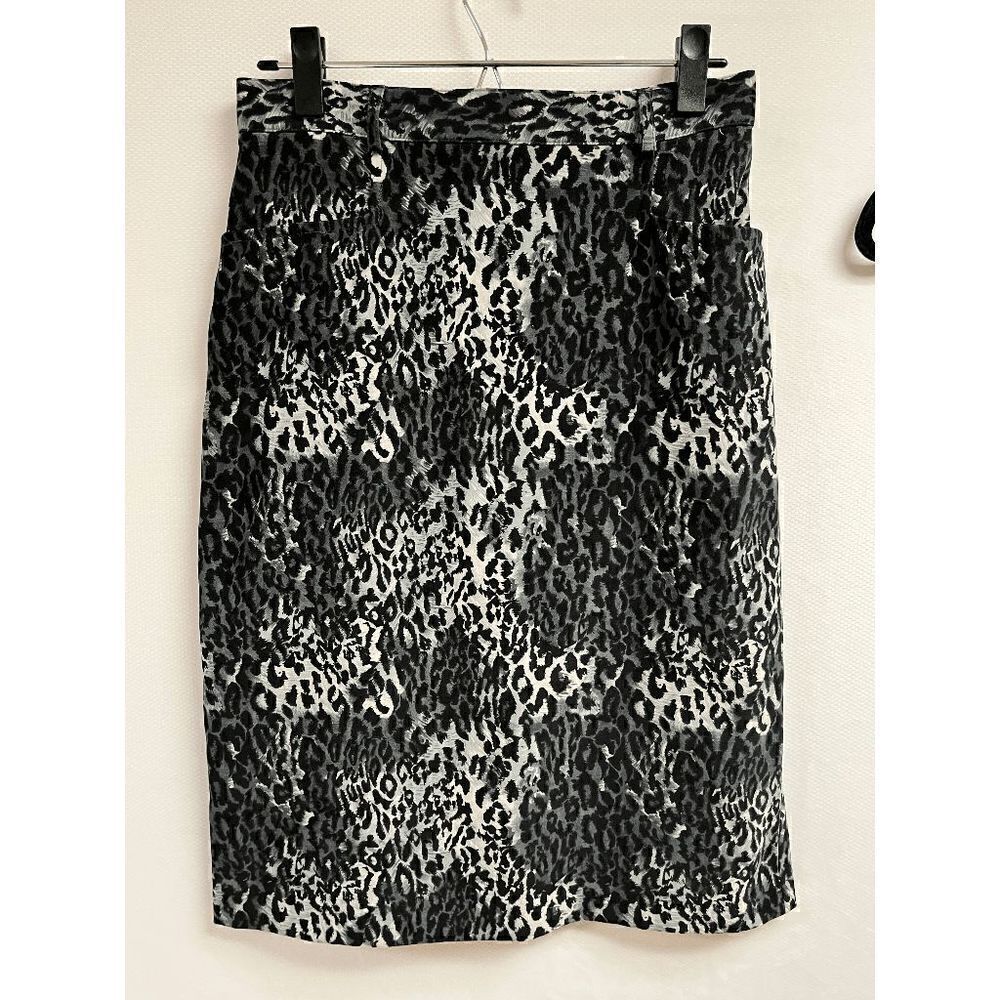 Gantos Womens Animal Print Knee Length Casual Pencil Skirt Black Gray Size 8